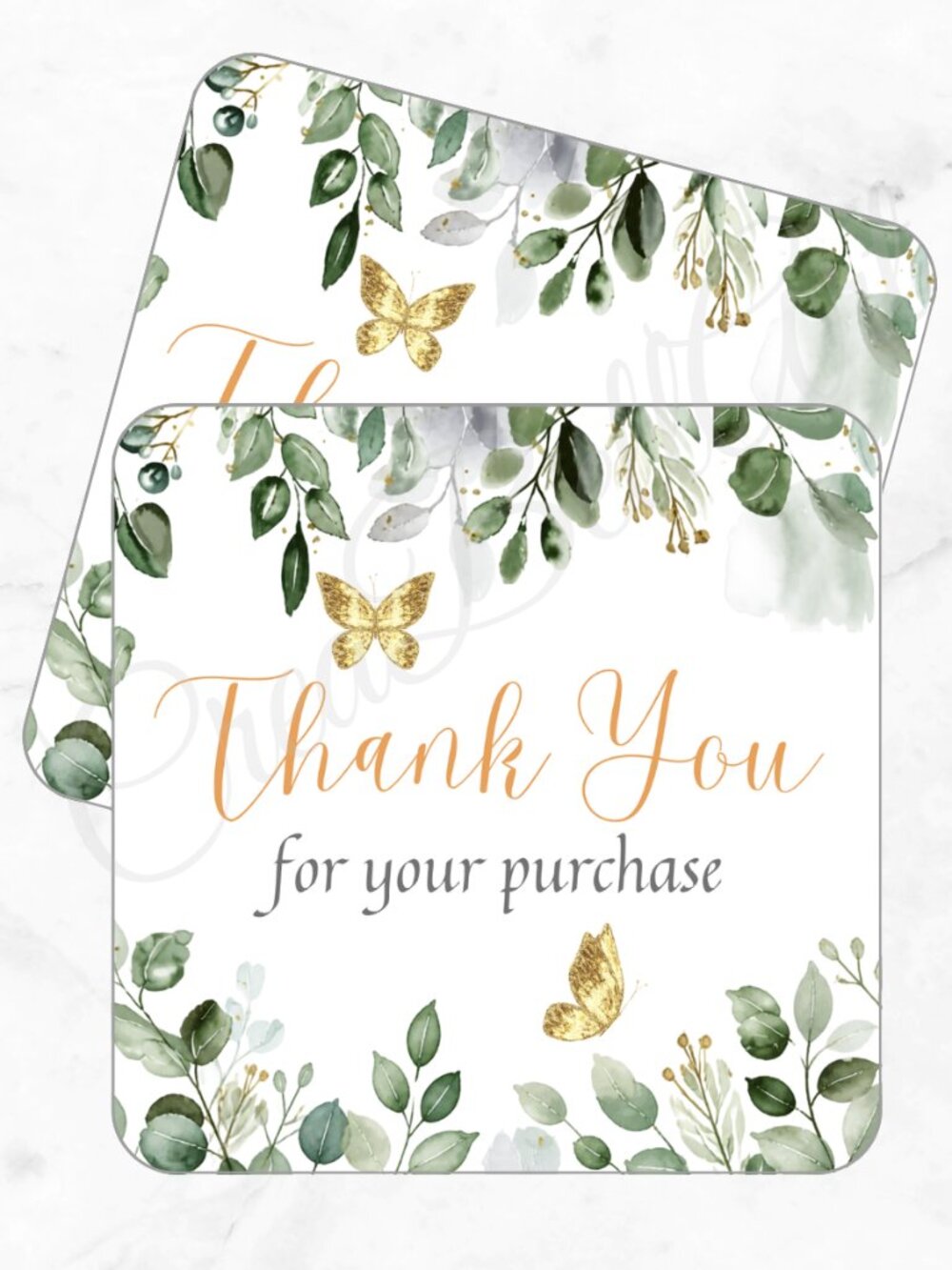 60 Pack Leaves Square Shaped Thank You Cards